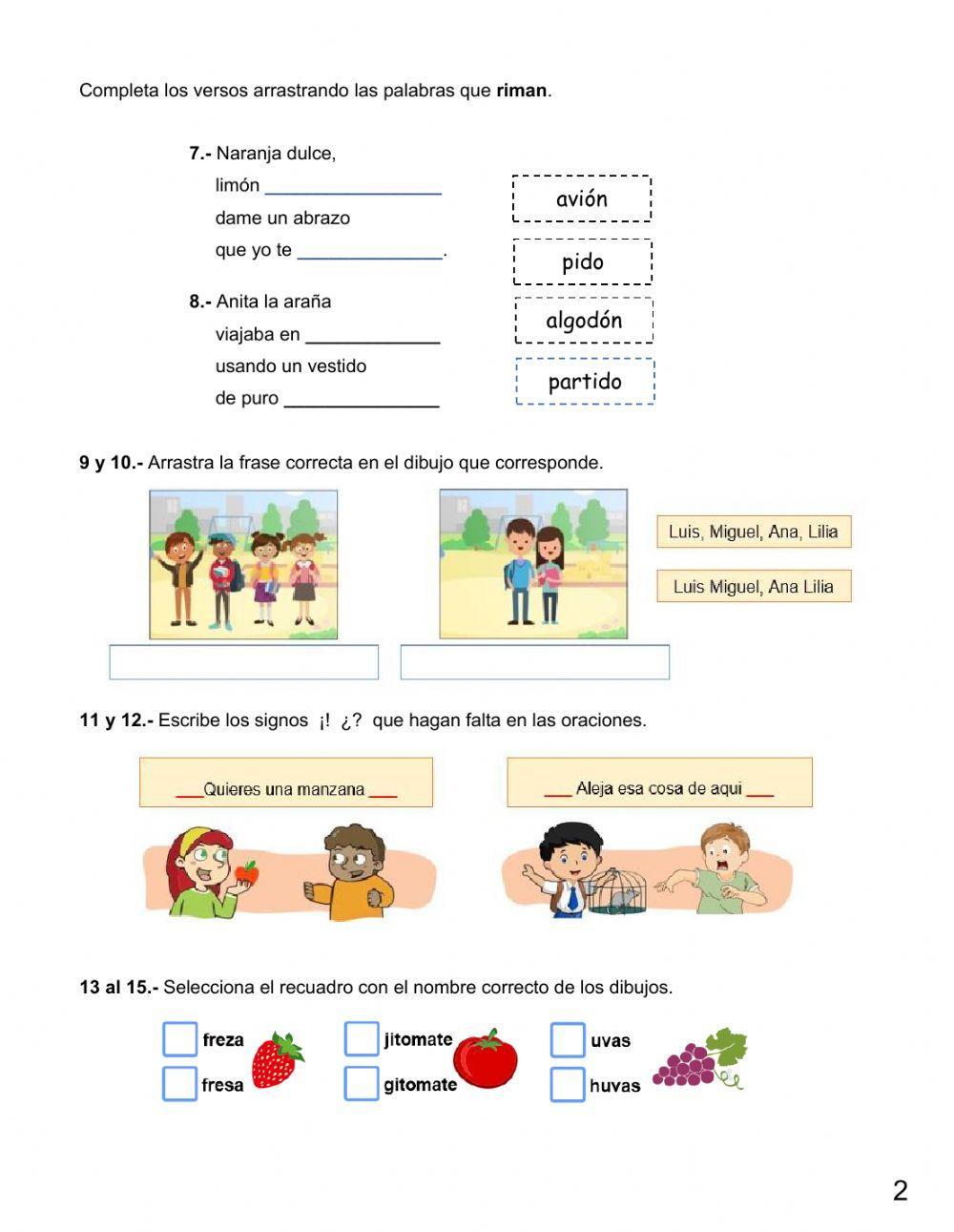 Diagnóstico de tercer grado Español