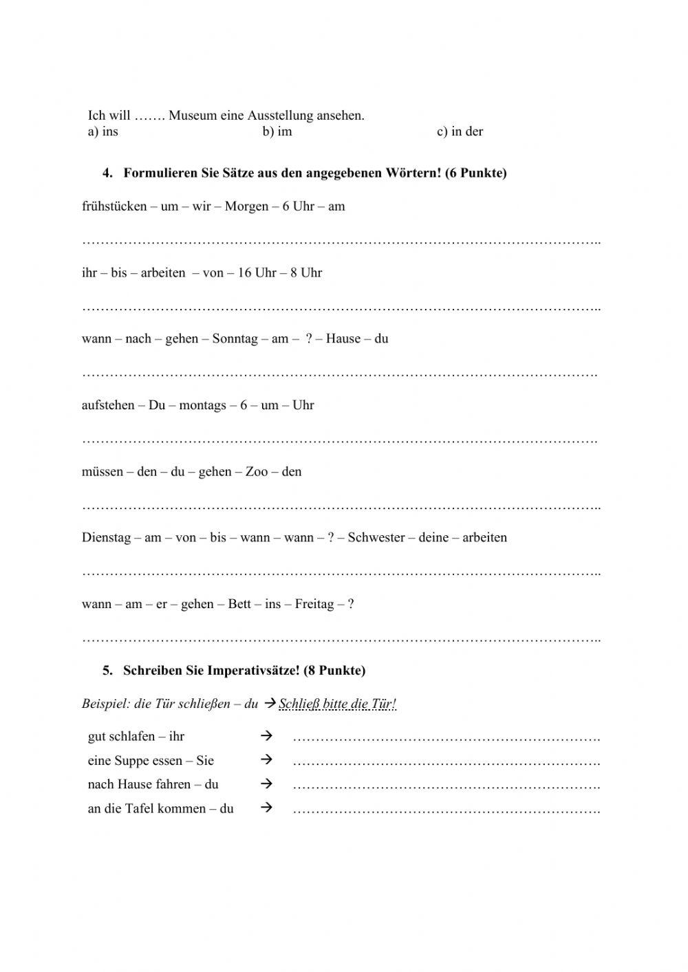 Kontakt 1 Lektion 7 Übungen