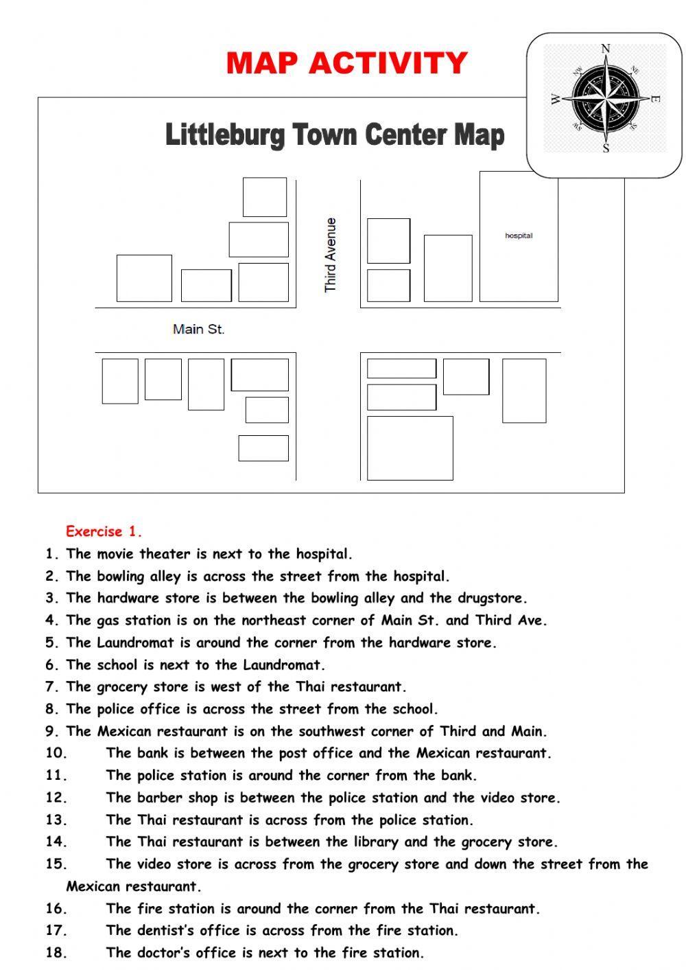Directions. Location expressions. Map activity