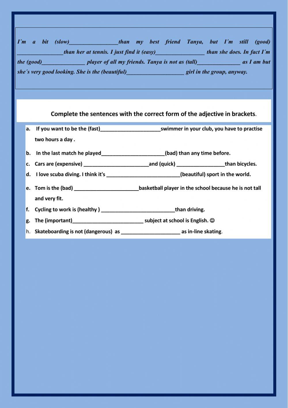 Comparatives and superlatives