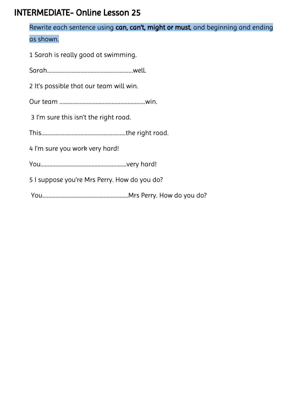 Int- Online Lesson 25