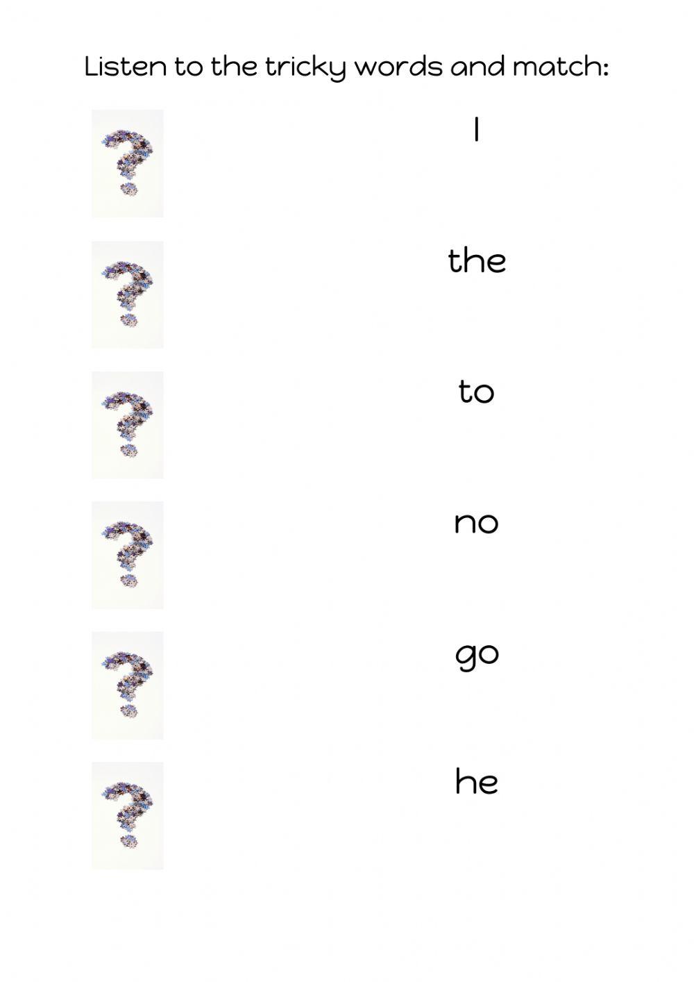 Tricky words Jolly Phonics set 1 and 2