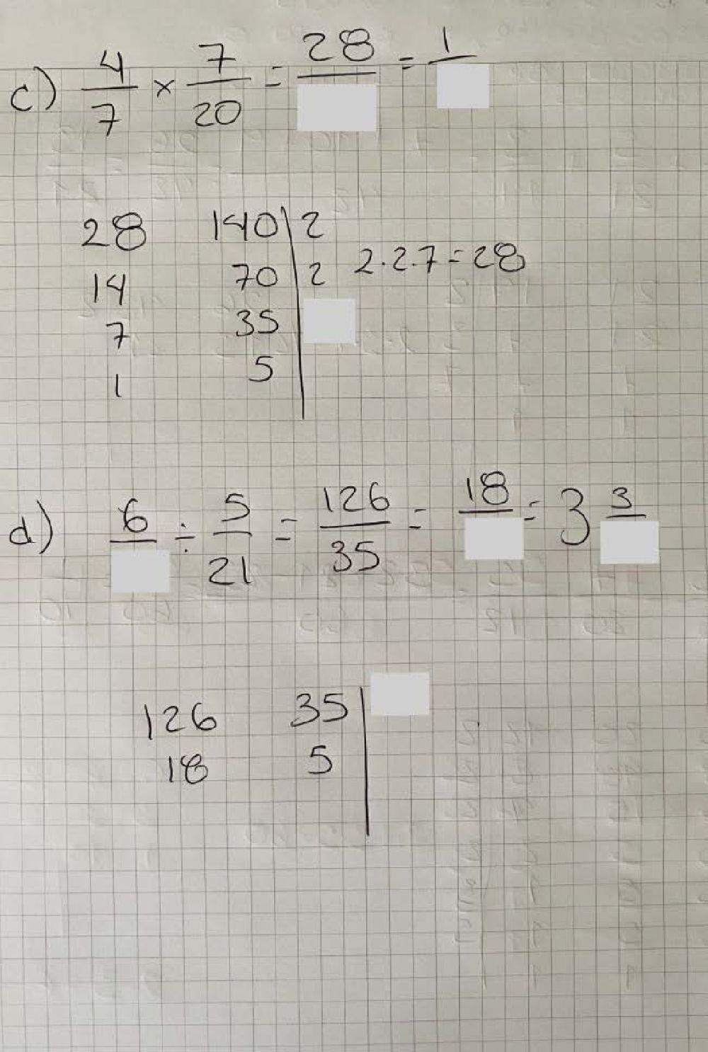 Operaciones con fracciones