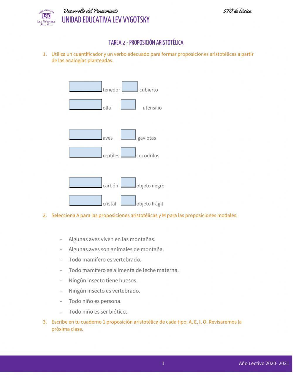 5to Proposición Aristotélica