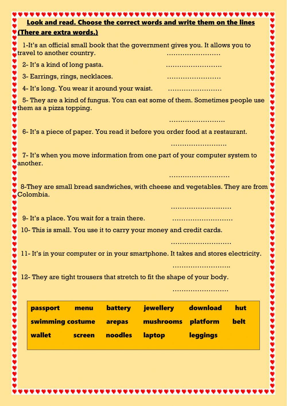 Read and write a word from the box.