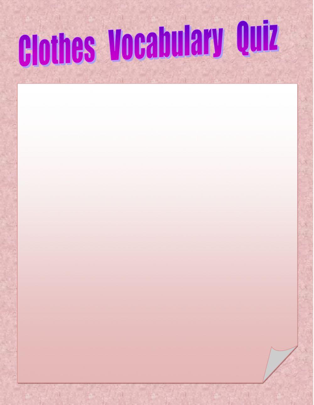 Clothes Vocabulary Quiz