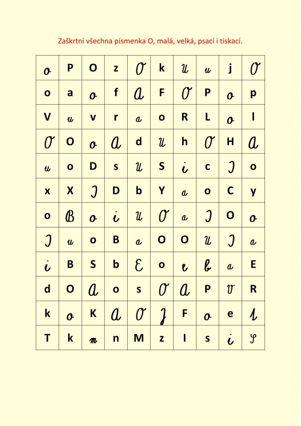 Najdi všechna písmenka -O-