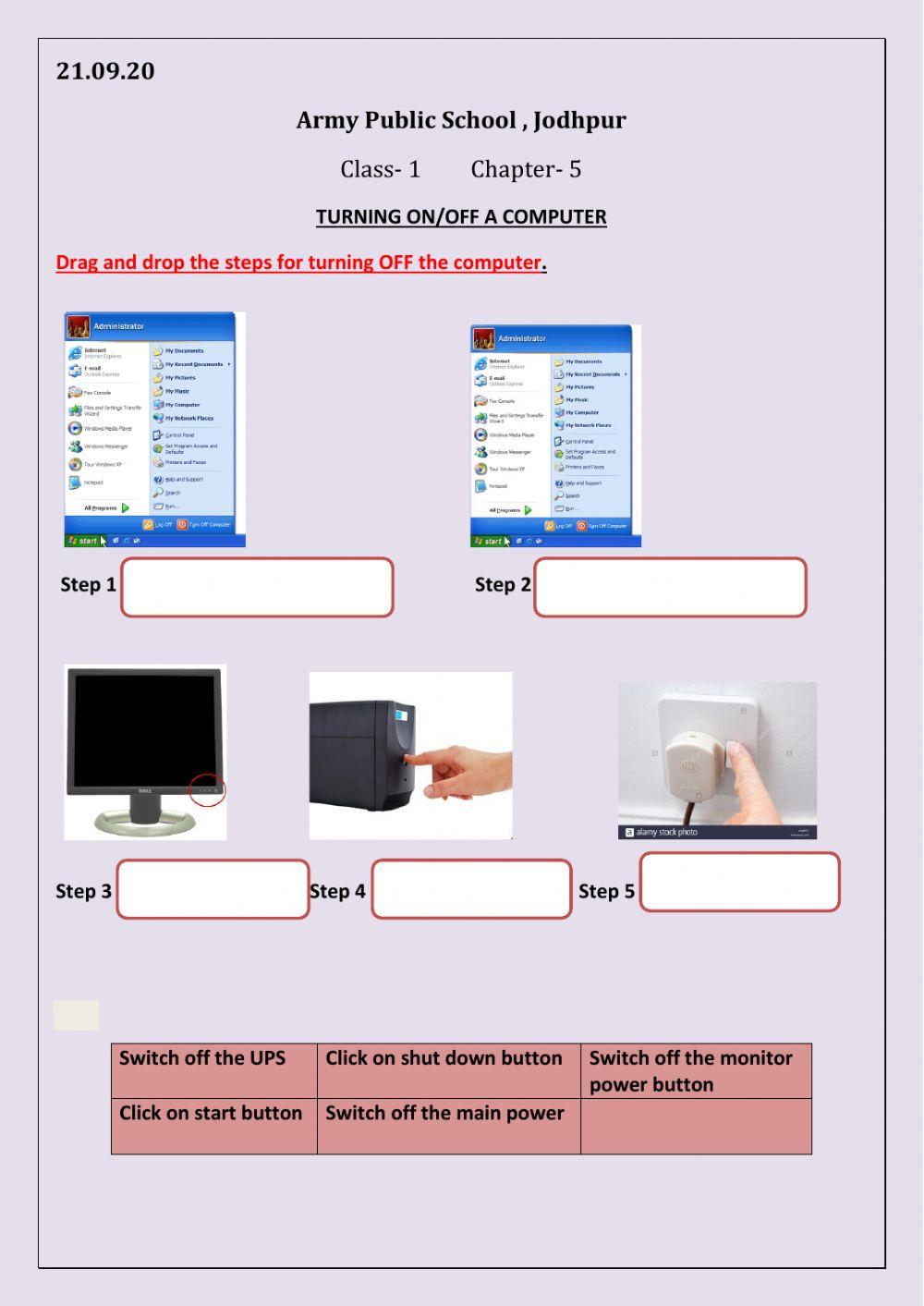 Steps of turning off the computer