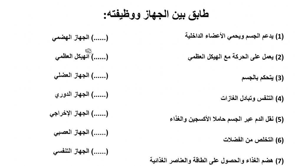 طابق بين الجهاز ووظيفته