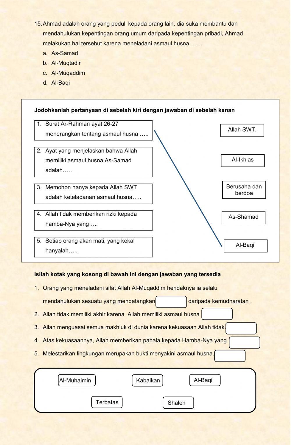 Kelas 6: Penilaian Harian Pelajaran 3
