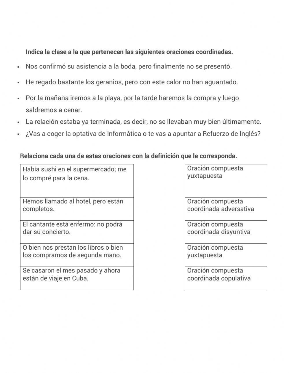 Oraciones compuestas