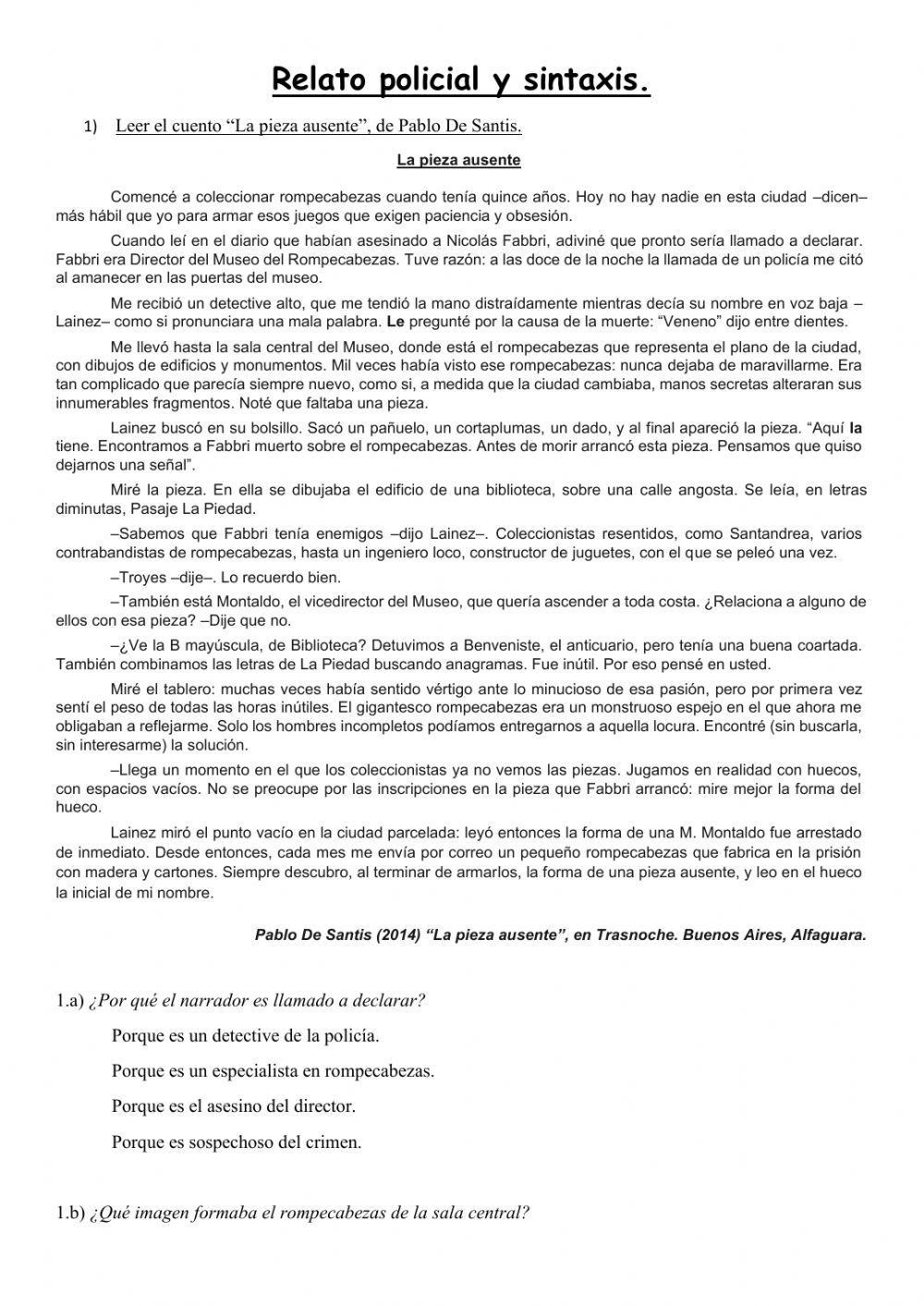 Relato policial y sintaxis