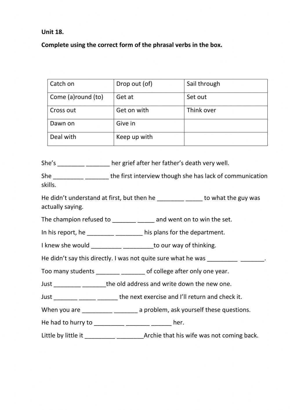 Education and learning Phrasals