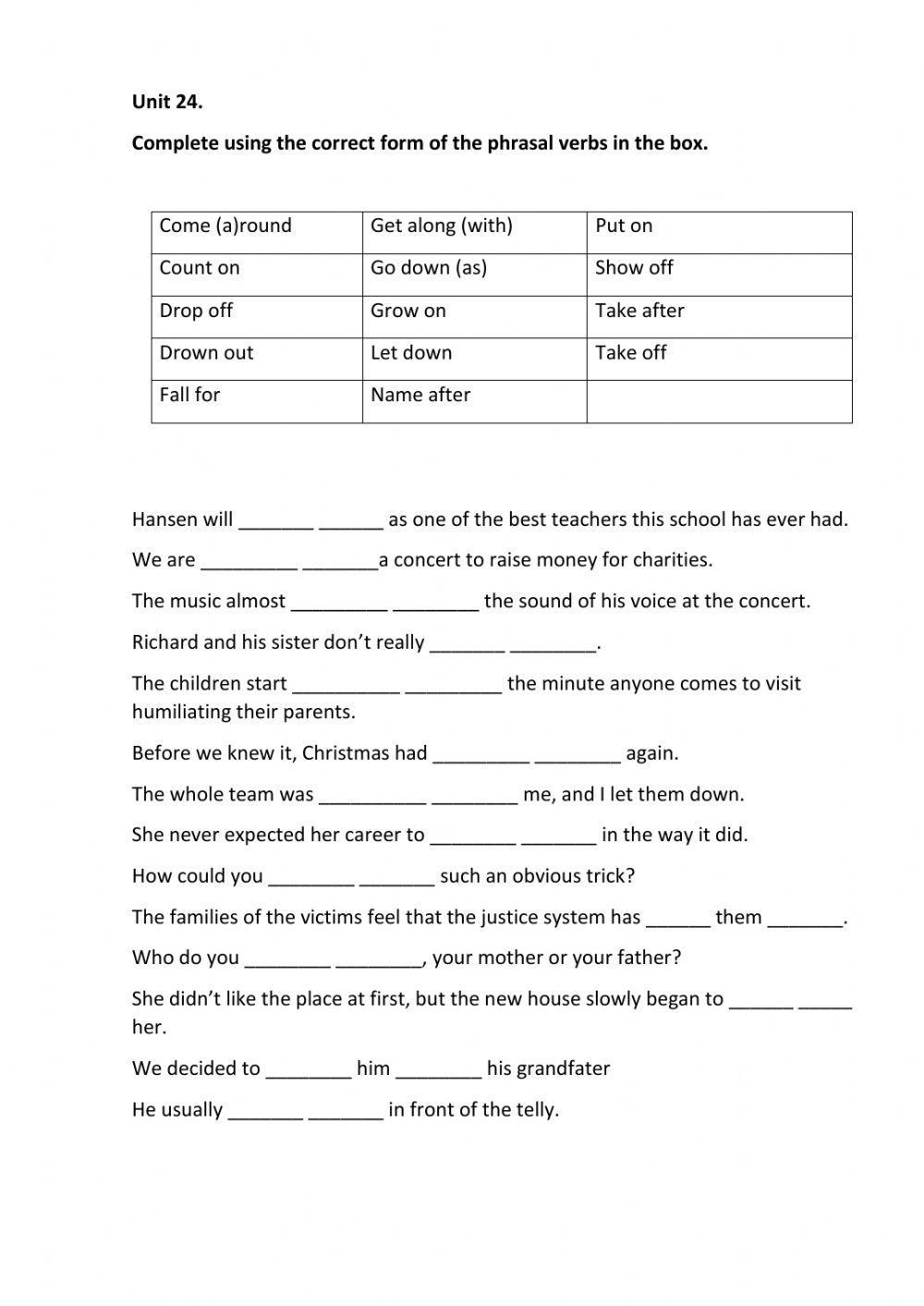 Entertainment Phrasals