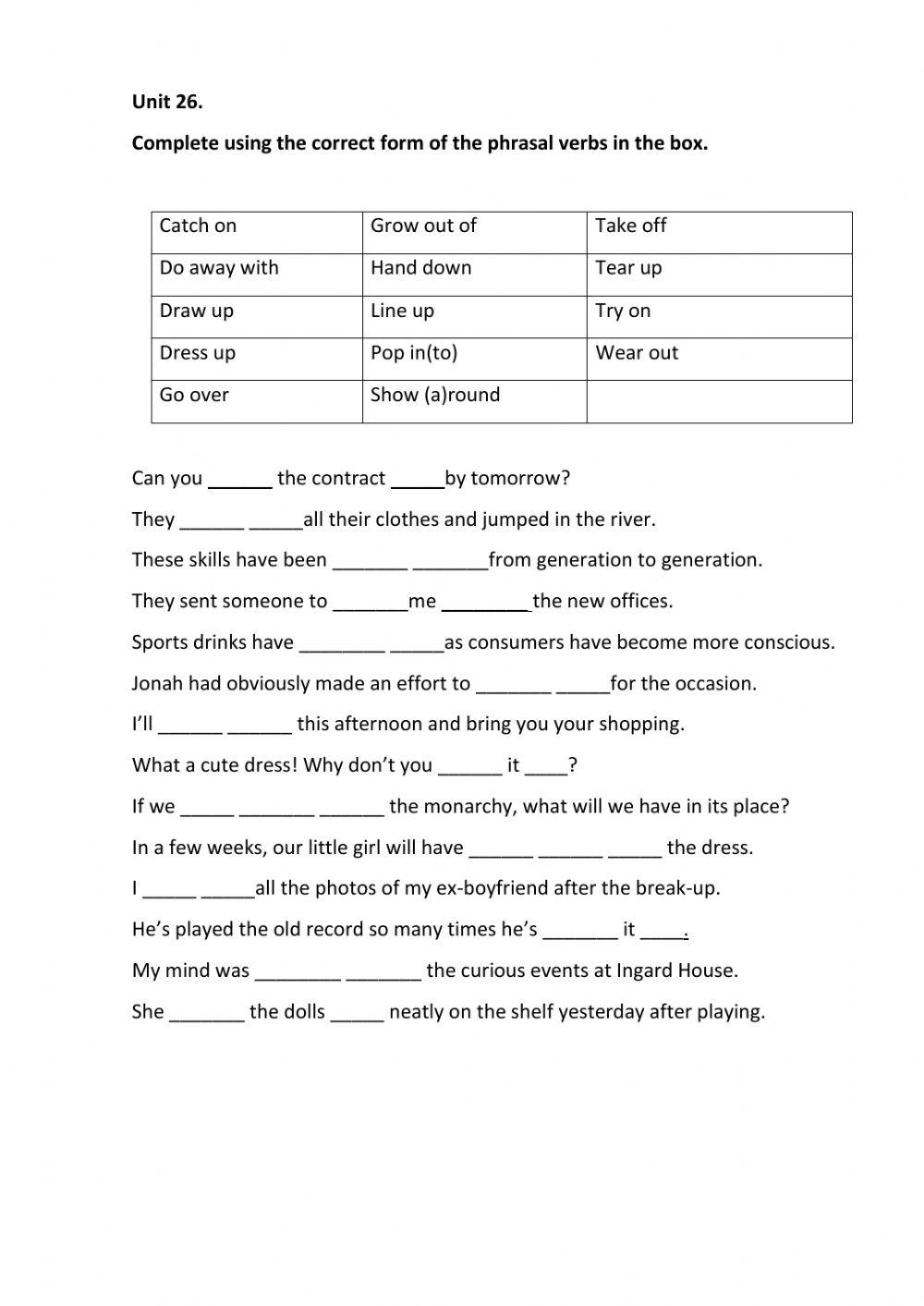 Fashion and design Phrasals