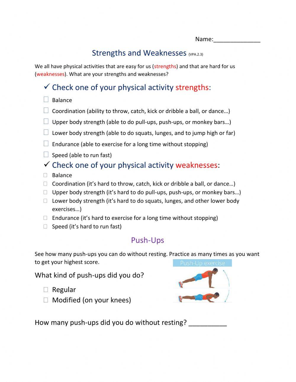 Personal Physical Strengths and Weaknesses
