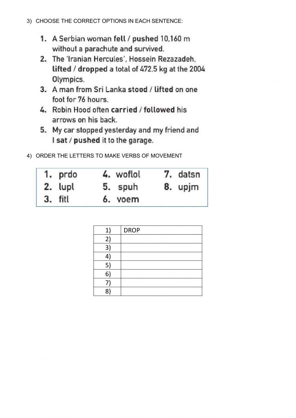 VERBS OF MOVEMENT -part 1