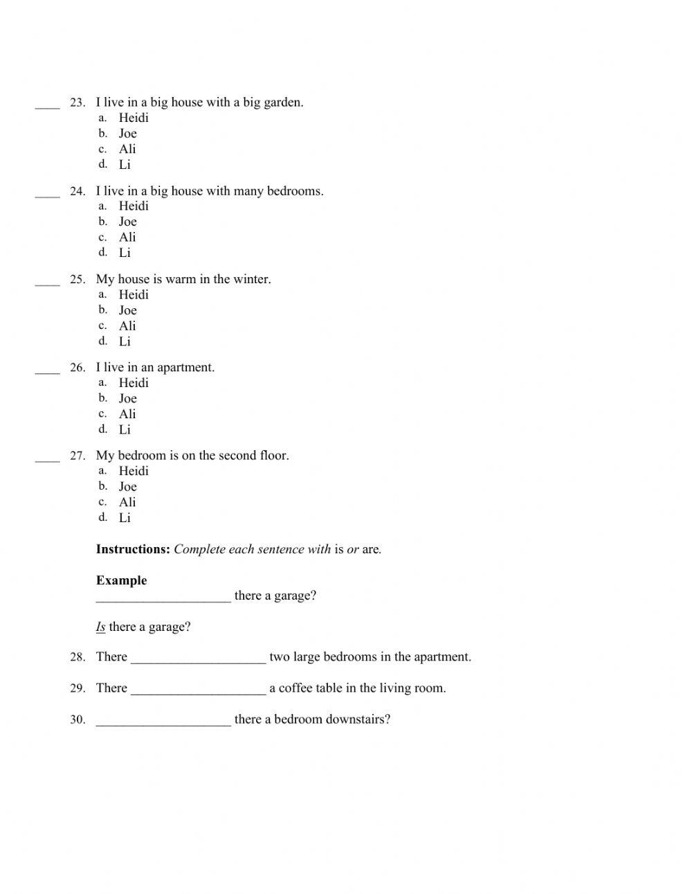 Exam 1 Level 1 - Listening