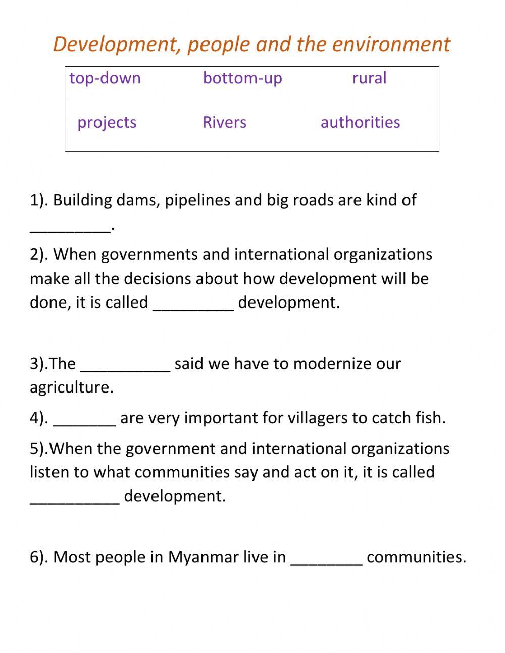Development, people and the environment