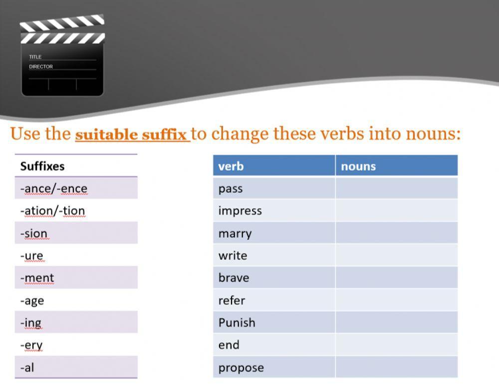 Convert verbs to nouns