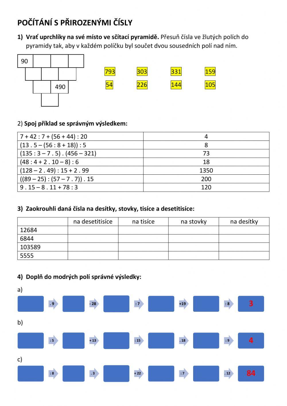 Počítání s přirozenými čísly