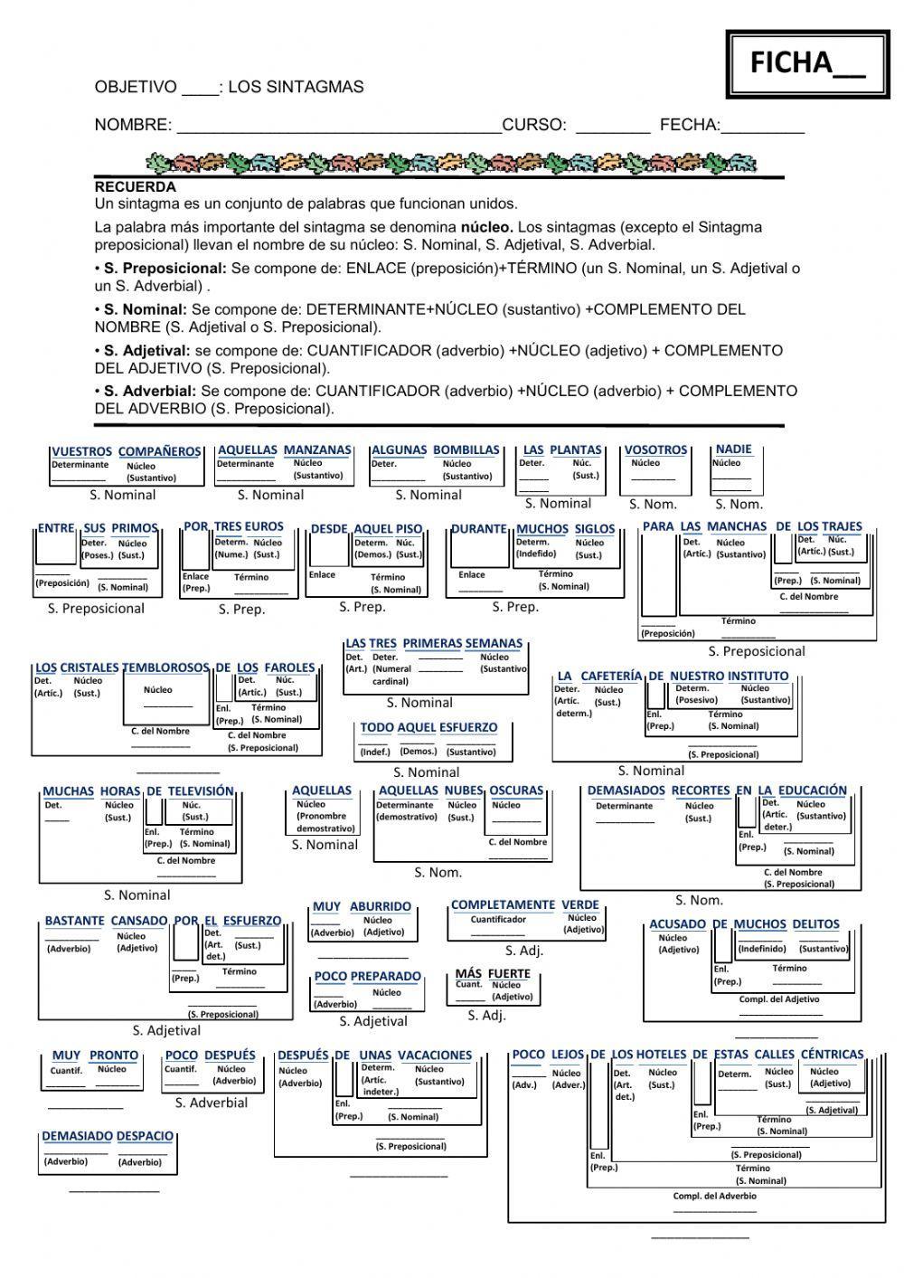2º ESO Tipos de sintagmas