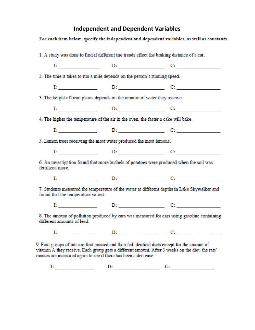 Independent and Dependent variables worksheet | Live Worksheets independent-and-dependent-variables-worksheet-live-worksheets