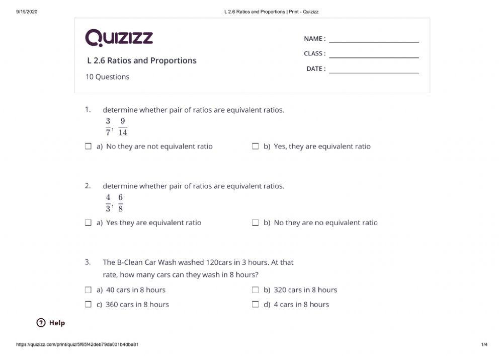 Ratios and proportions