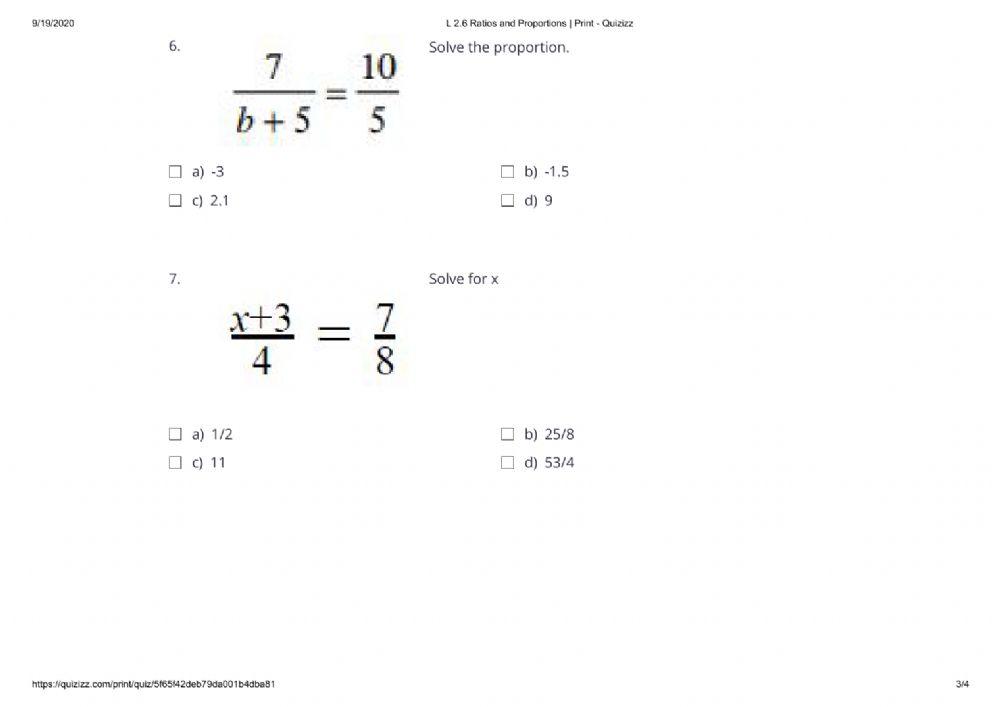 Ratios and proportions