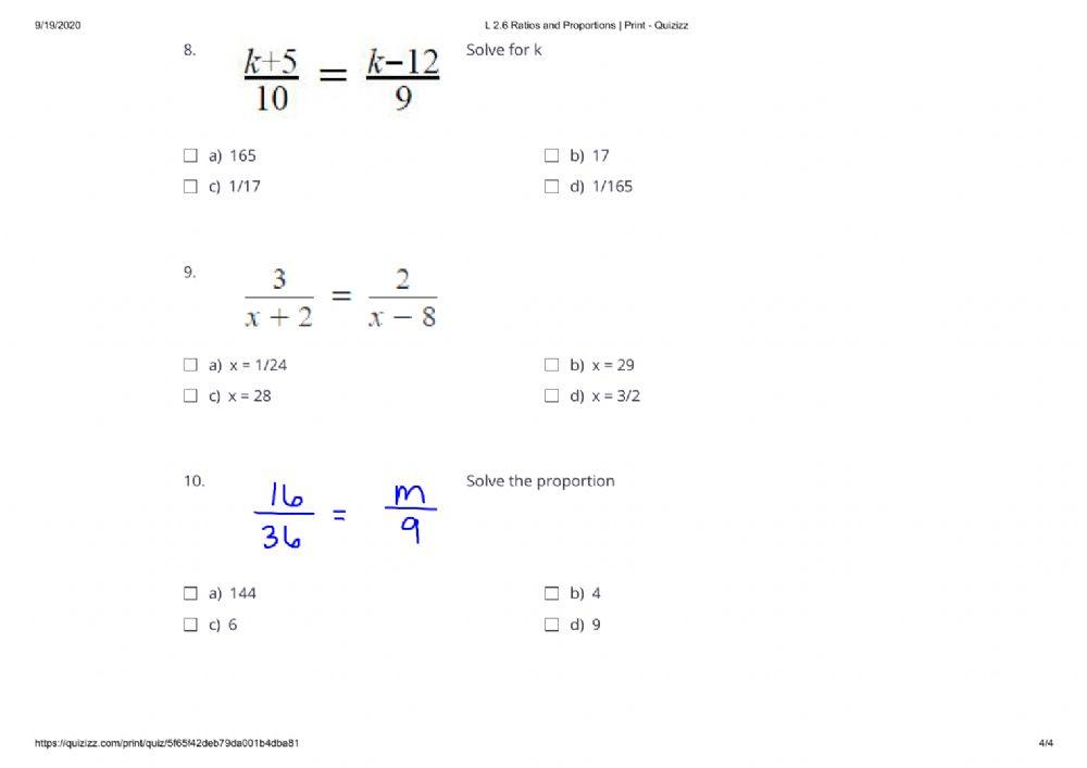 Ratios and proportions