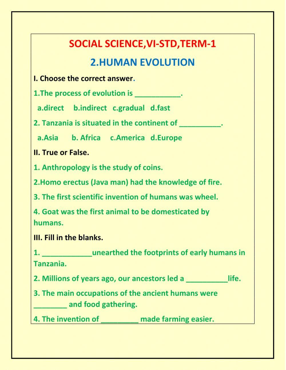 VI-STD,TEERM-1,Human Evolution