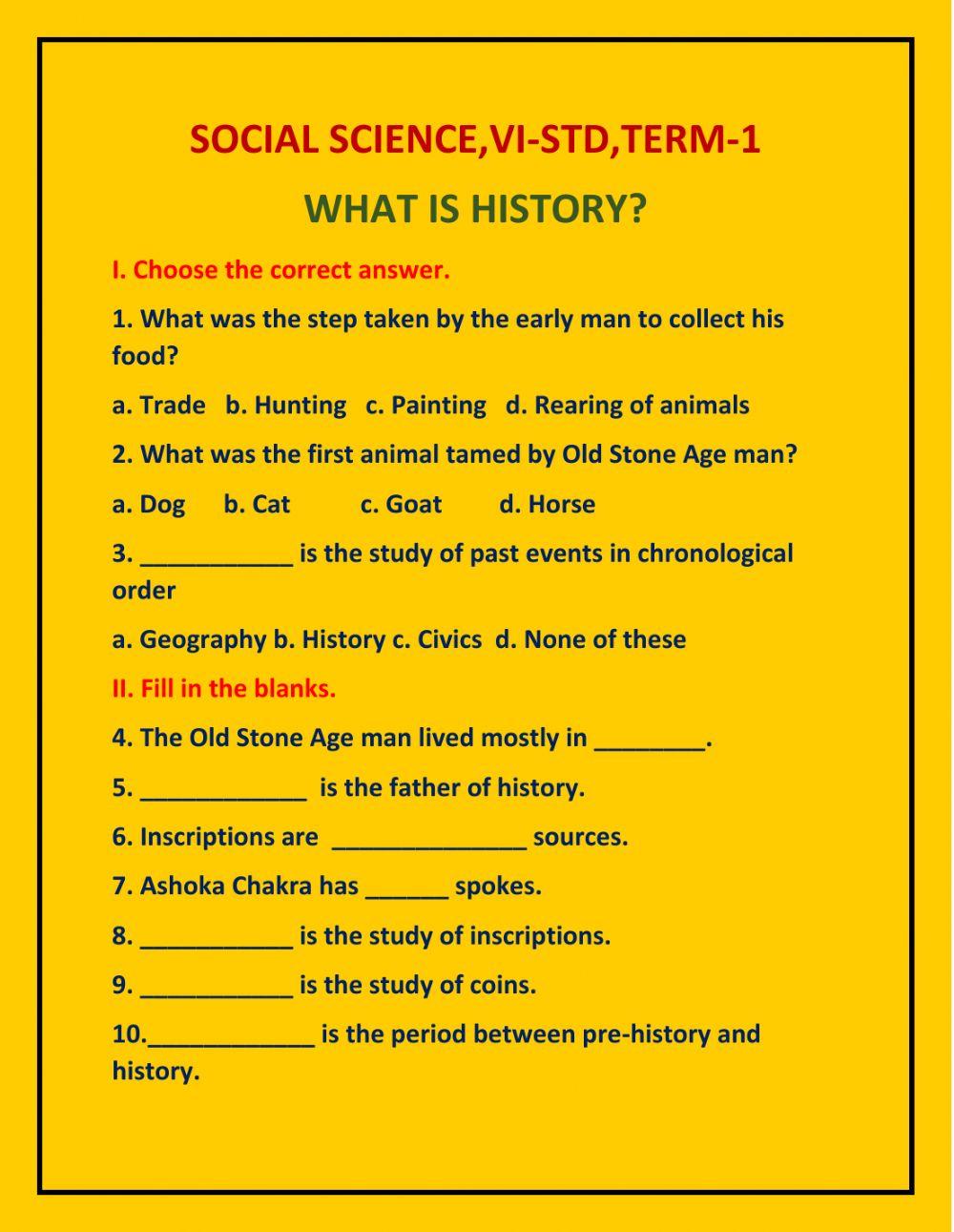VI-Std,Term-1,What is history?