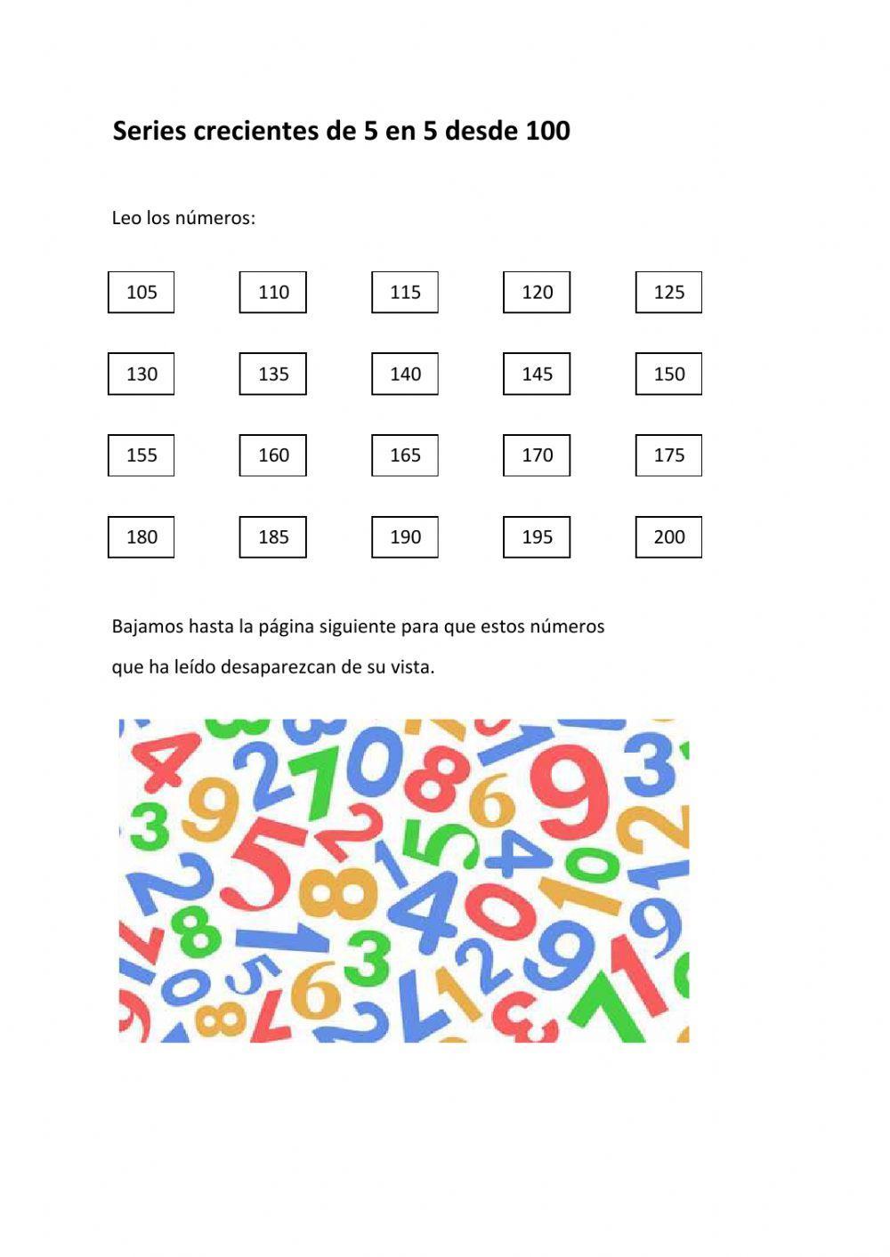 Series ascendentes y descendentes de 5 en 5 desde 100