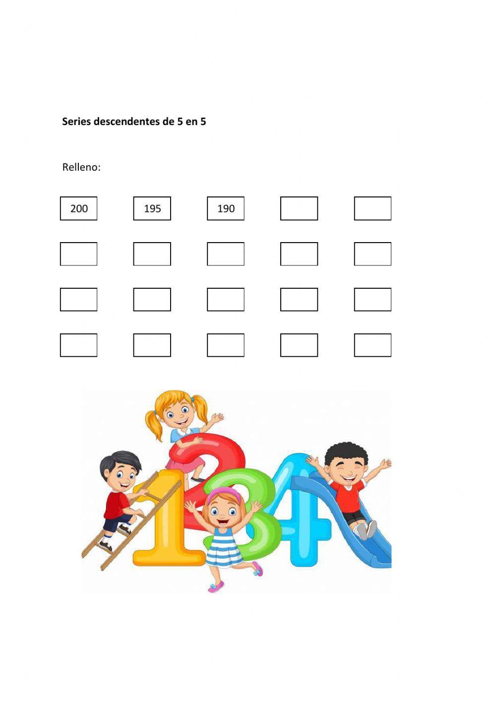 Series ascendentes y descendentes de 5 en 5 desde 100