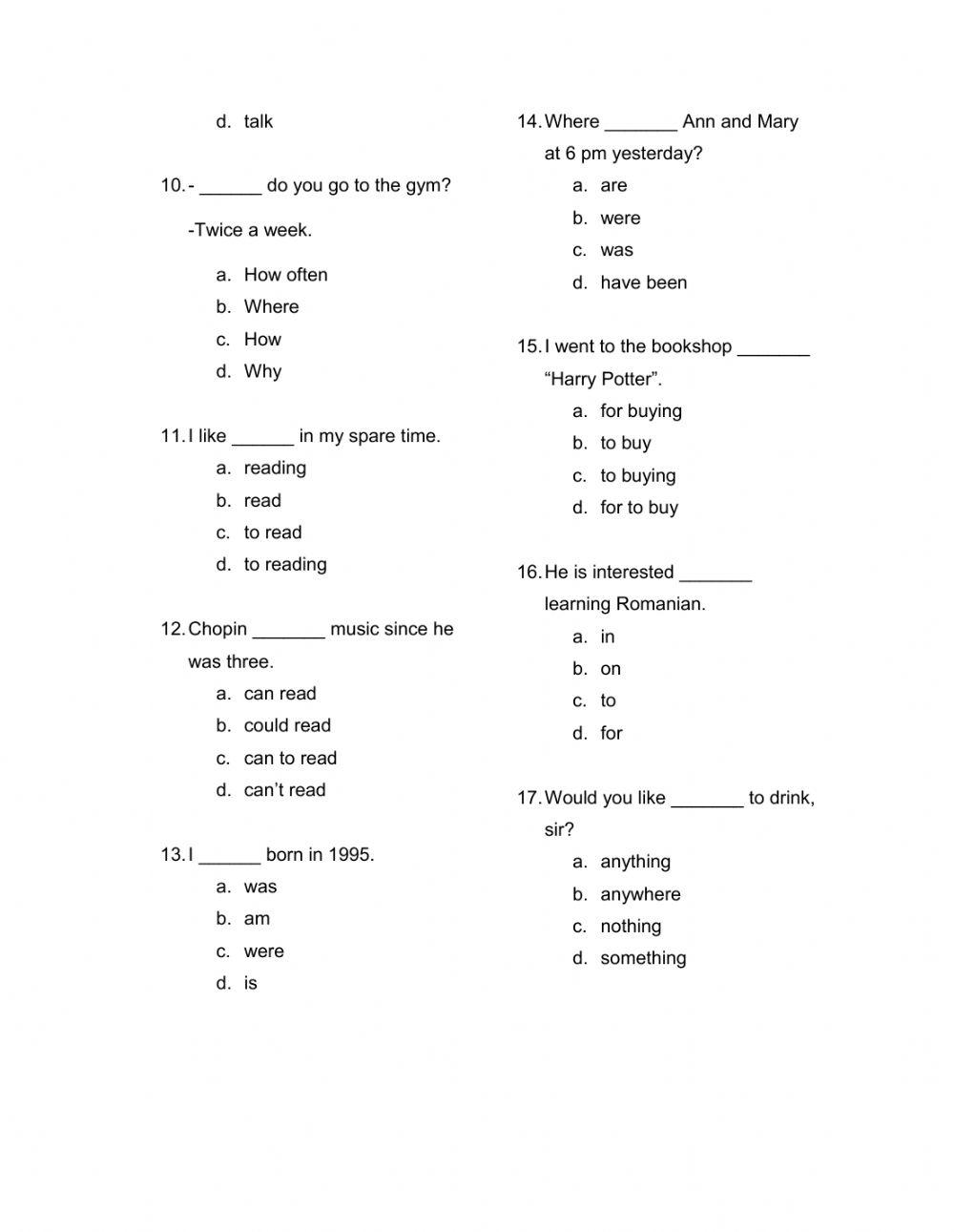 BELT Grammar Practice