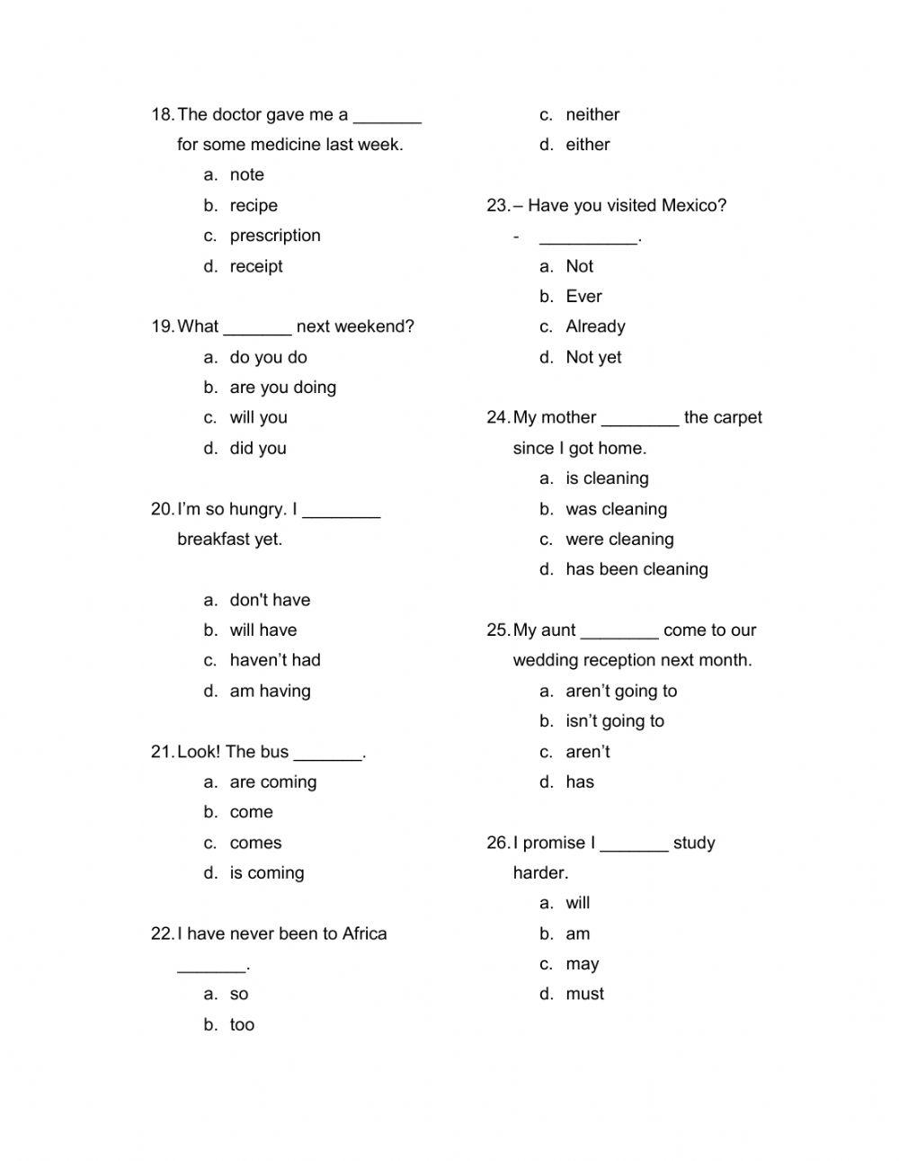 BELT Grammar Practice