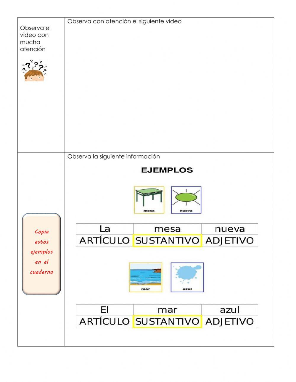 Concordancia entre el artículo, sustantivo y adjetivo