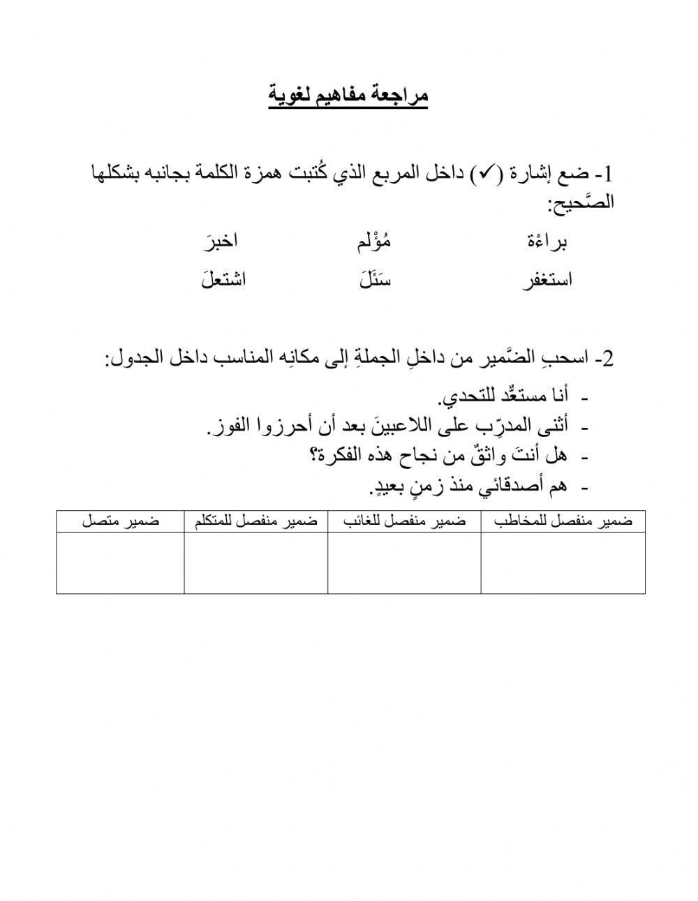 مراجعة مفاهيم لغوية - قصة وطن