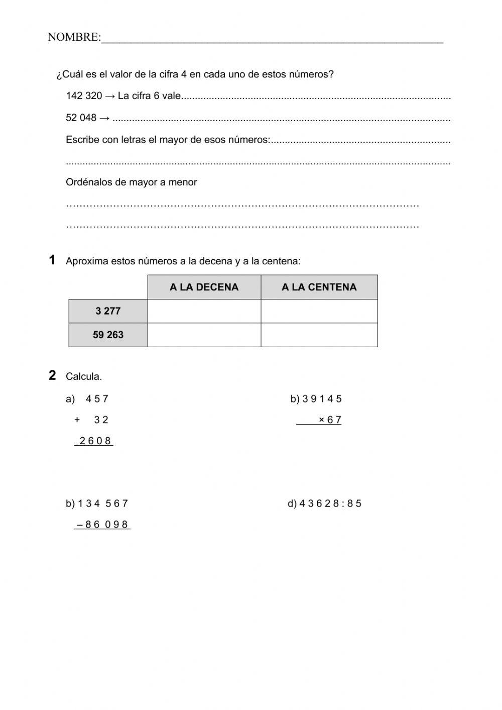 Repaso matemáticas  sexto