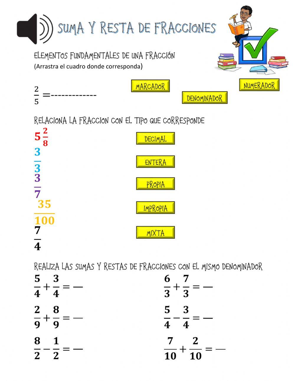 Suma y resta de fracciones
