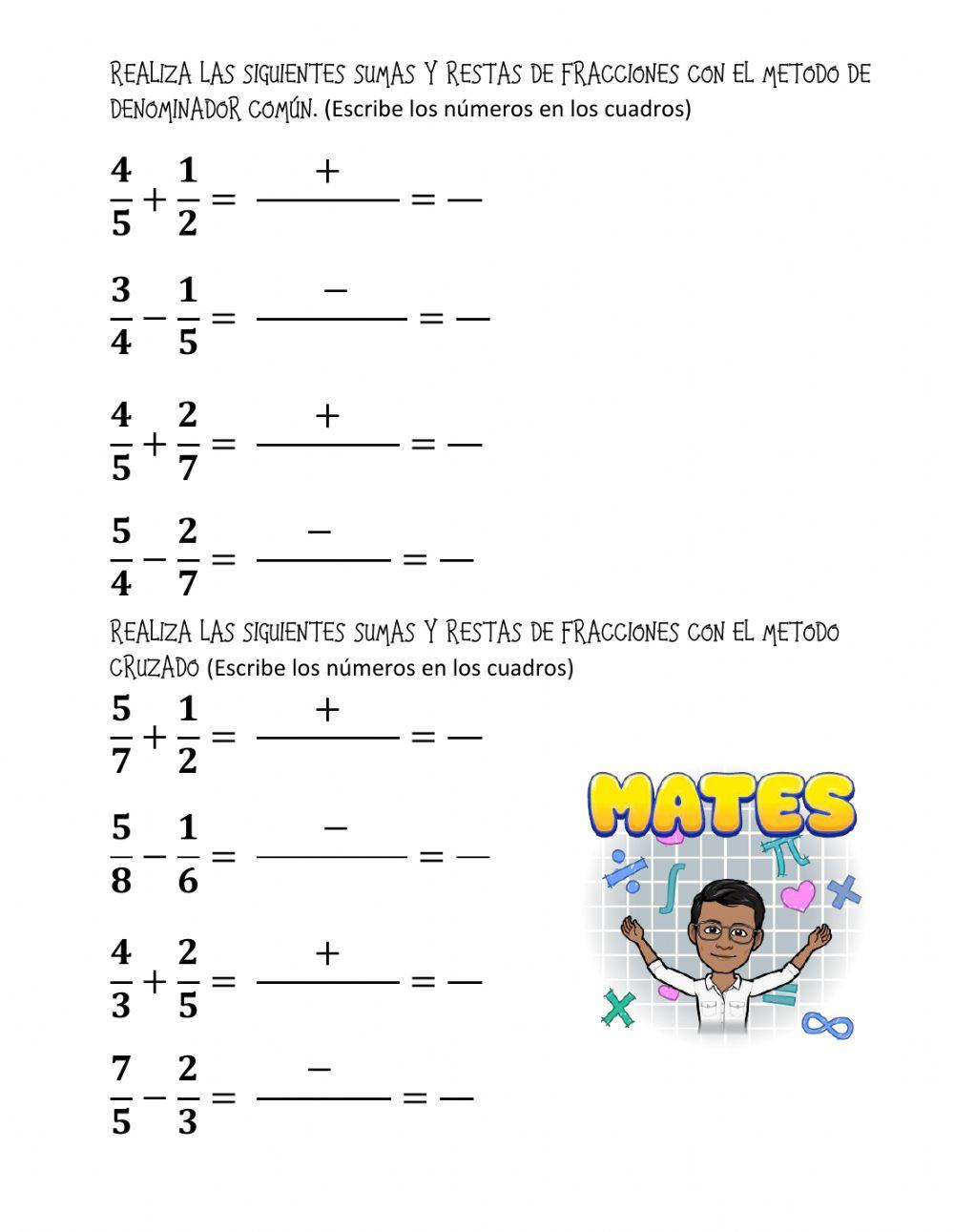 Suma y resta de fracciones