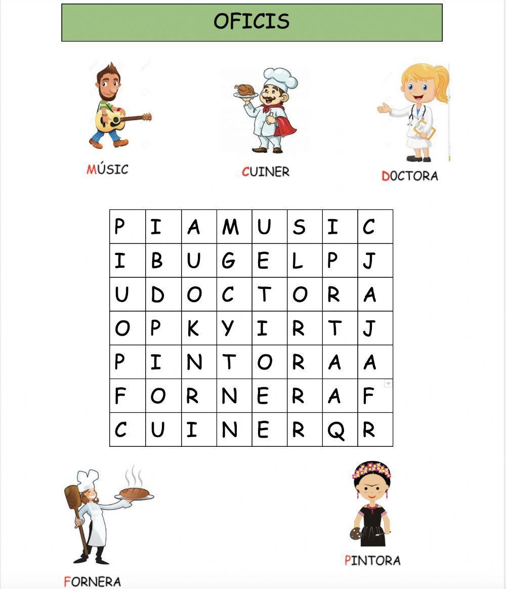 Sopa de lletres oficis