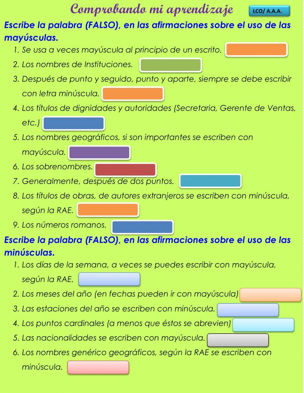 Uso de mayúsculas y minúsculas