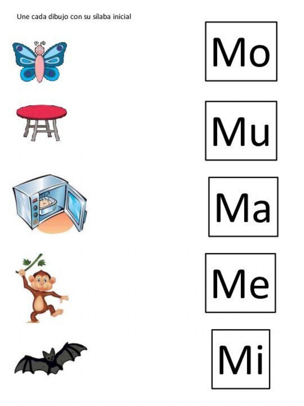 Sílabas iniciales con la letra M