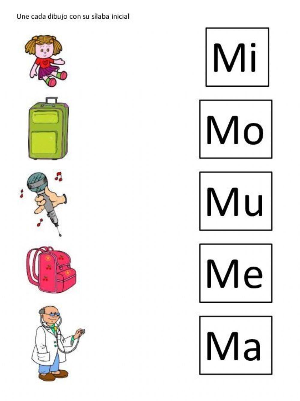 Sílabas iniciales con la letra M