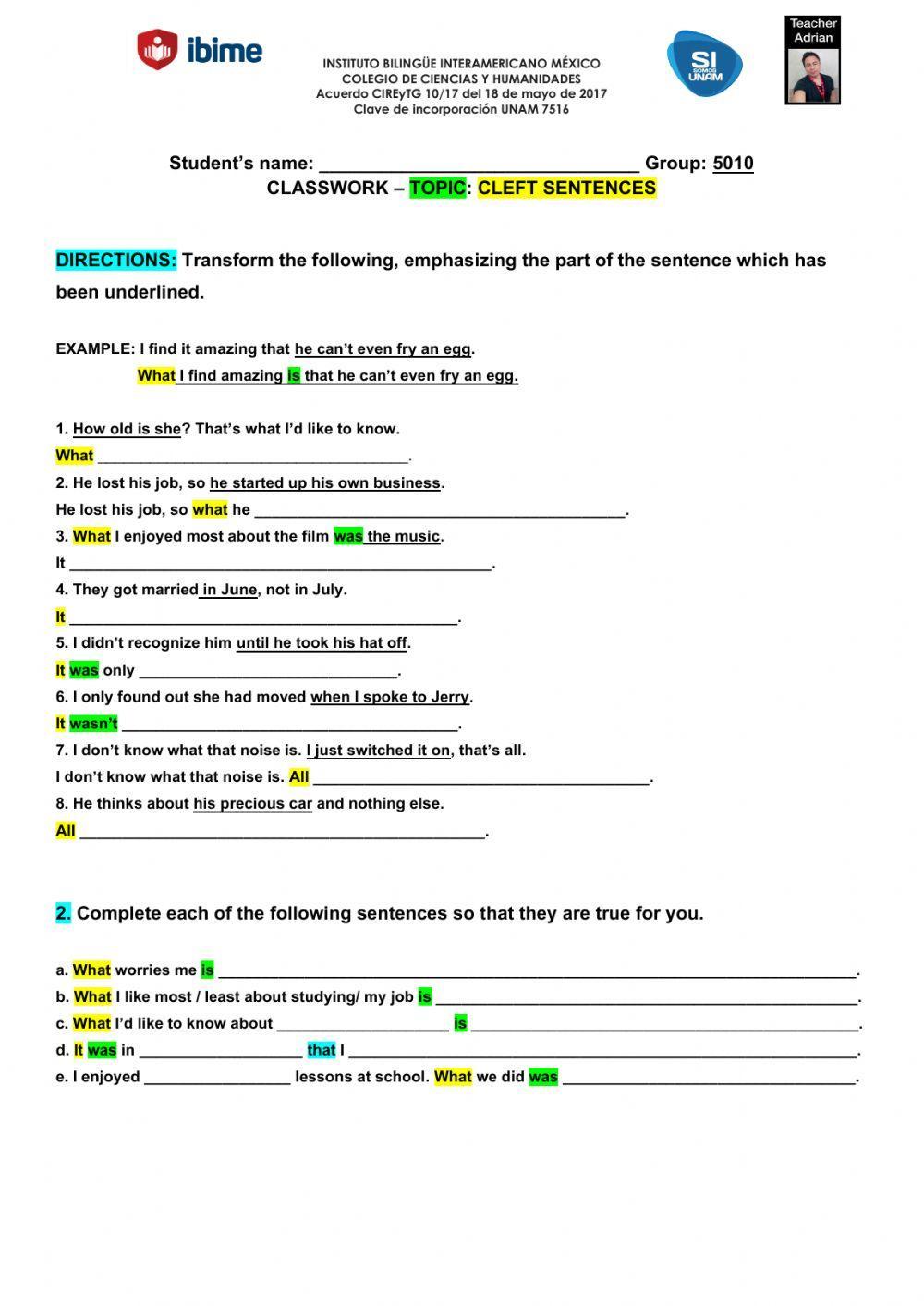 Cleft sentences