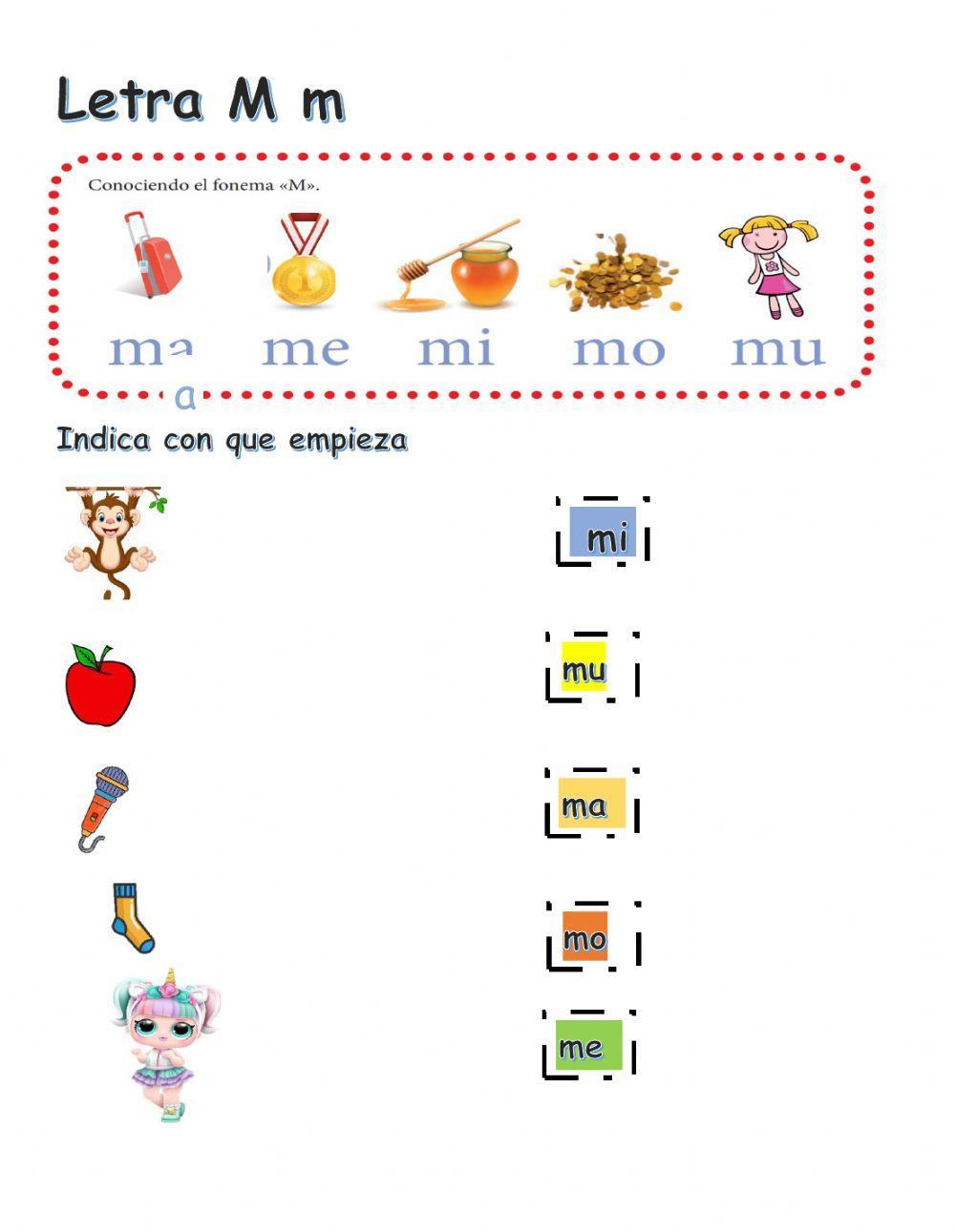 Practica de pronunciación y ortografía: ma, me, mi, mo, mu Worksheet ...