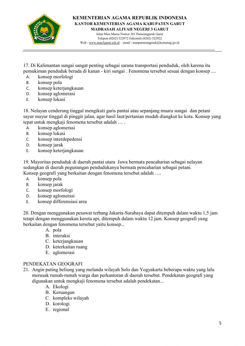 Kelas x ulangan harian geografi bab 1