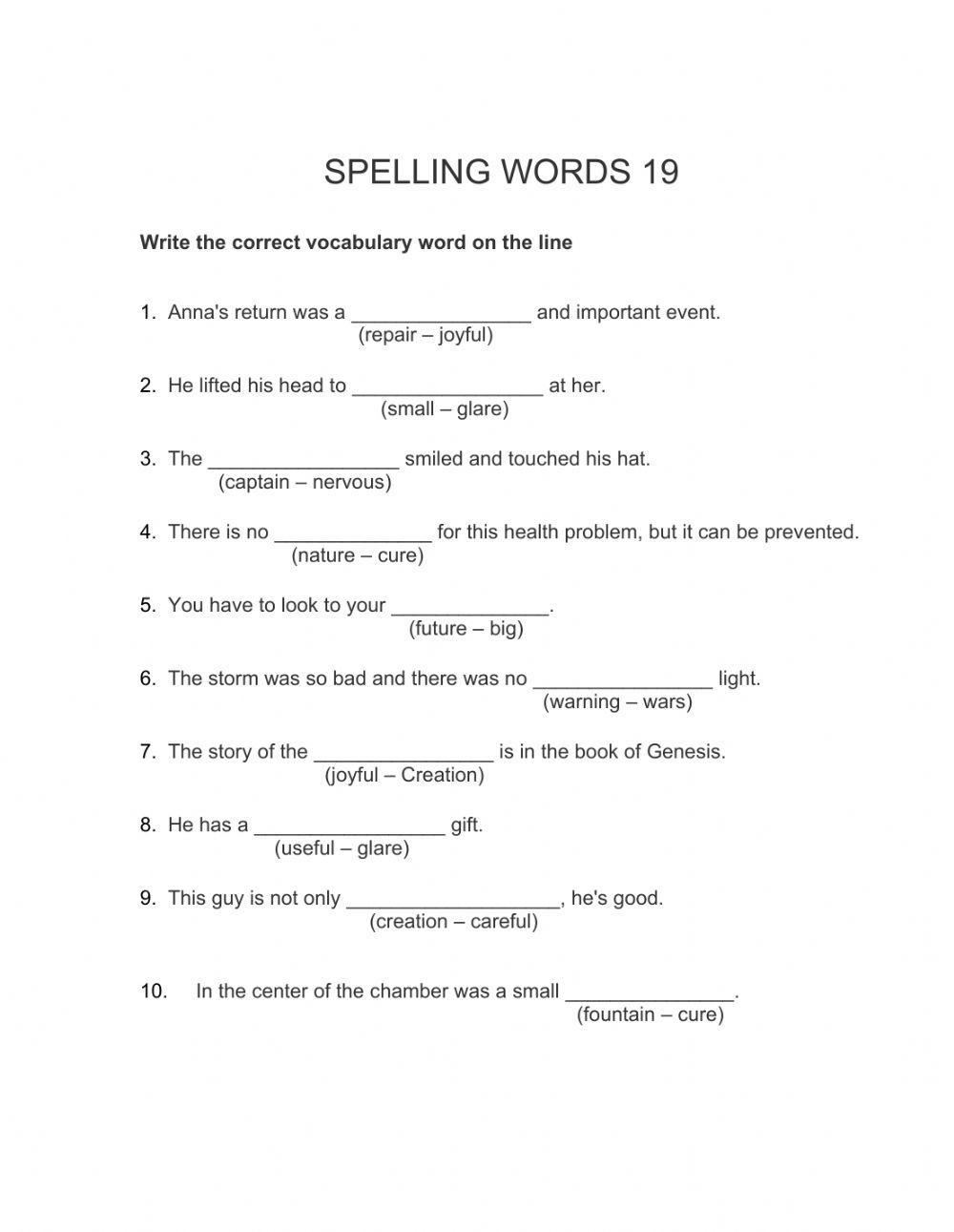 Spelling List -19