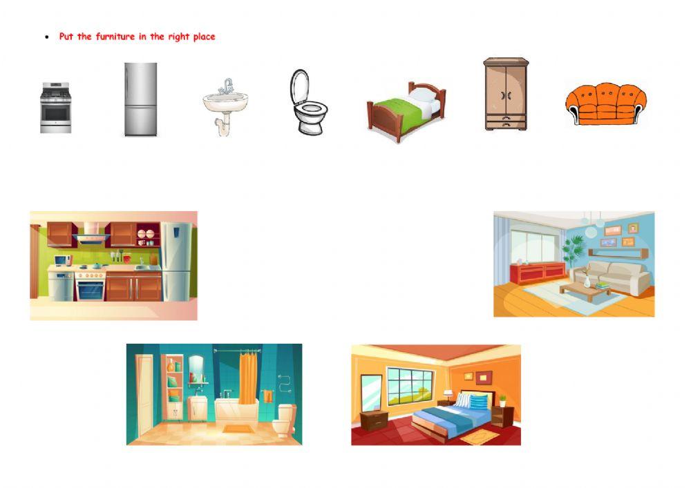 Furniture online worksheet for inicial Live Worksheets
